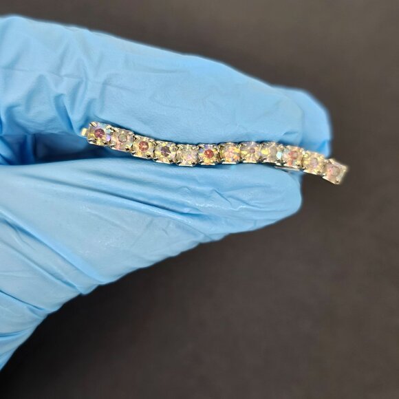 Vintage Crystal Rhinestone Aurora Borealis AB Hair Clip Bobby Pin Retro Wavy - Picture 10 of 10